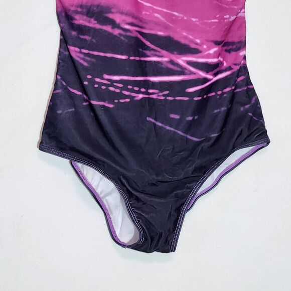 Pink and Purple One-Piece Swimsuit NWOT Size Medium Abstract Print Swimwear - Picture 3 of 8